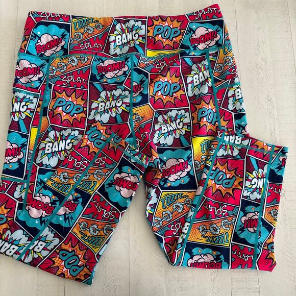 NWOT CVG Comic Book Boom Bang Pop Capri Squat Approved Leggings Size XL - Picture 3 of 5